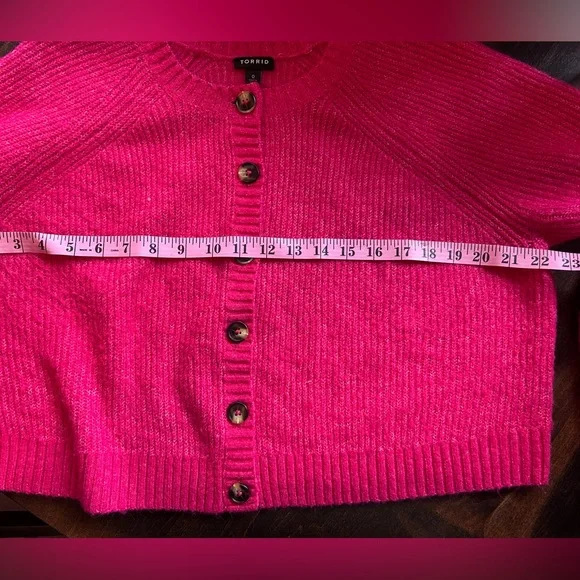 Torrid Vegan Cashmere Cropped Cardigan Sweater Hot Pink - Picture 13 of 13